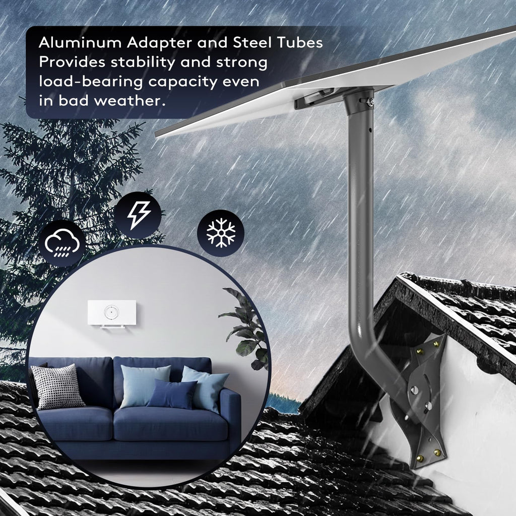 Standard V4/4X Mount Kit for Starlink, All-in-One Outdoor Dish Mount and Indoor Router Mount, Heavy-Duty Gen 3 Mount for Wall, Roof, and Eave Installation with Rust-Resistant Aluminum Adapter