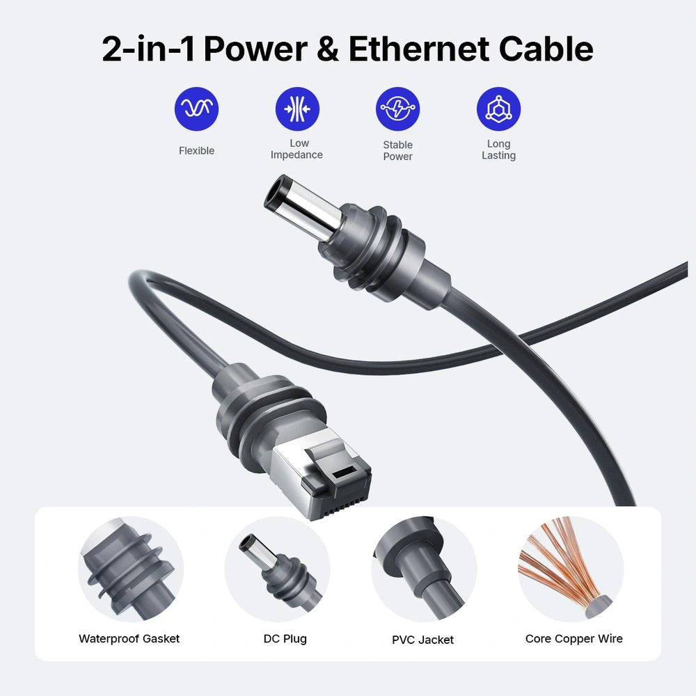 TSART Starlink Mini Cable - 2-in-1 Ethernet & Power, RJ45 & DC 16.5FT