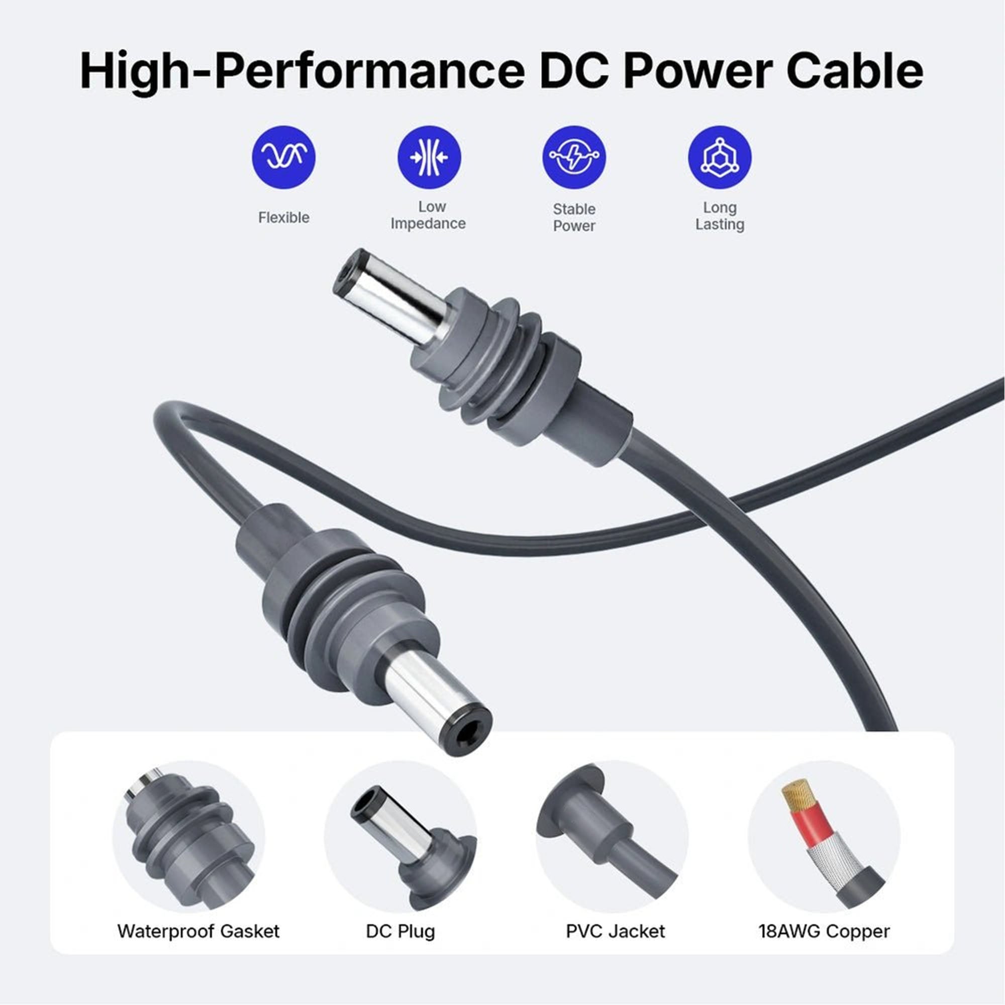 Starlink Mini DC Power Cable - Waterproof Replacement Power Cord 3/6/10/15/30/50/100FT