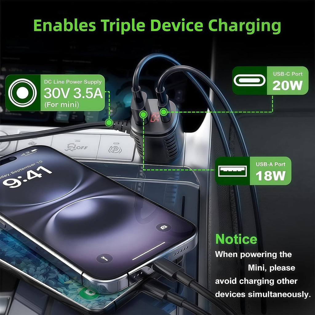 Starlink Mini Car Power Adapter — 105W Boost, 12V~24V Cigarette Lighter, 2m/3m/5m Cable