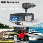 Starlink Mini Car Power Adapter — 105W Boost, 12V~24V Cigarette Lighter, 2m/3m/5m Cable